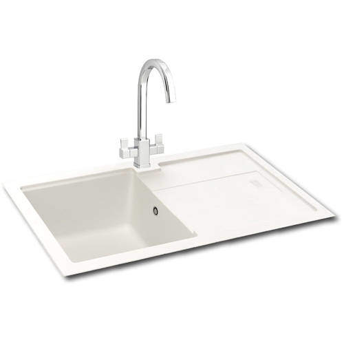 Carron Phoenix Bali 100 Single Bowl Granite Sink 780x500mm (White).