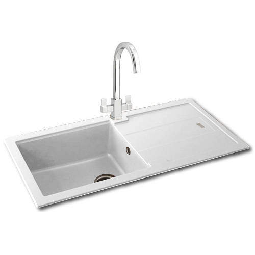 Carron Phoenix Bali 105 Single Bowl Granite Sink 970x500mm (White).