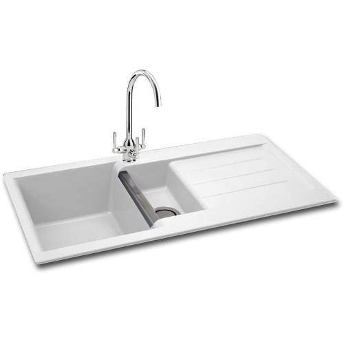 Carron Phoenix Java 150 Double Bowl Granite Sink 1000x510mm (White).