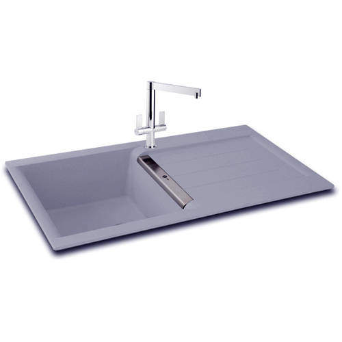 Carron Phoenix Java 100 Single Bowl Granite Sink 1000x510mm (Stone Grey).