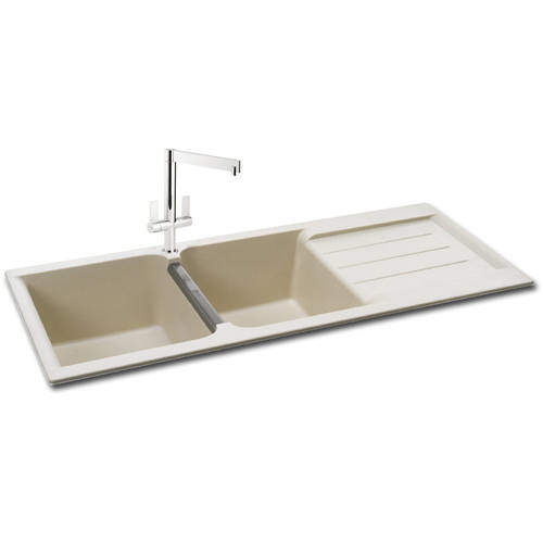 Carron Phoenix Java 210 Double Bowl Granite Sink 1200x510mm (Champagne).