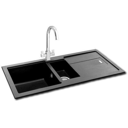 Carron Phoenix Bali 150 Double Bowl Granite Sink 970x500mm (Jet Black).