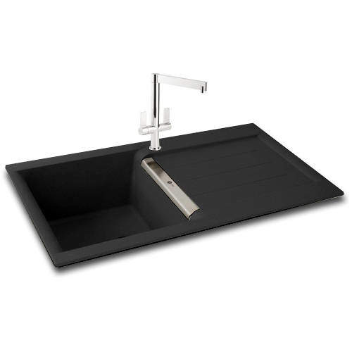 Carron Phoenix Java 90 Single Bowl Granite Inset Sink 860x510mm (Black).