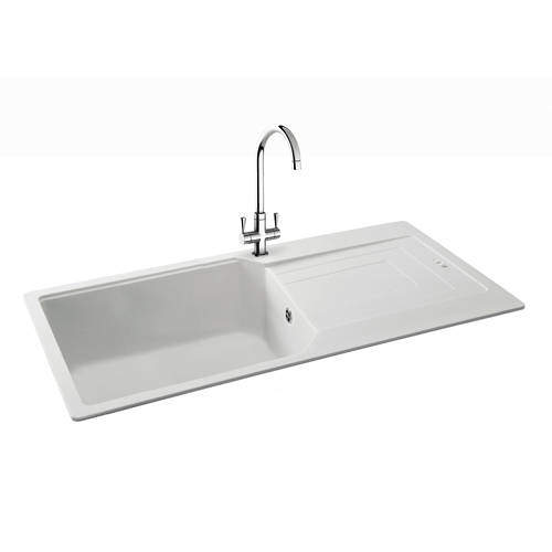 Carron Phoenix Aruba Single Bowl Granite Sink 1000x500mm (Polar White).