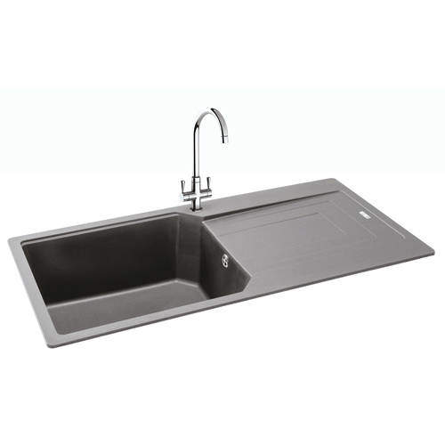 Carron Phoenix Aruba Single Bowl Granite Sink 1000x500mm (Stone Grey).