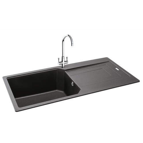 Carron Phoenix Aruba Single Bowl Granite Sink 1000x500mm (Graphite).