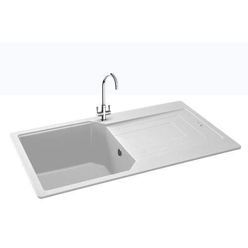 Carron Phoenix Aruba Single Bowl Granite Sink 860x500mm (Polar White).