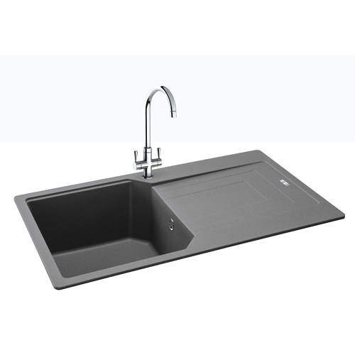 Carron Phoenix Aruba Single Bowl Granite Sink 860x500mm (Stone Grey).