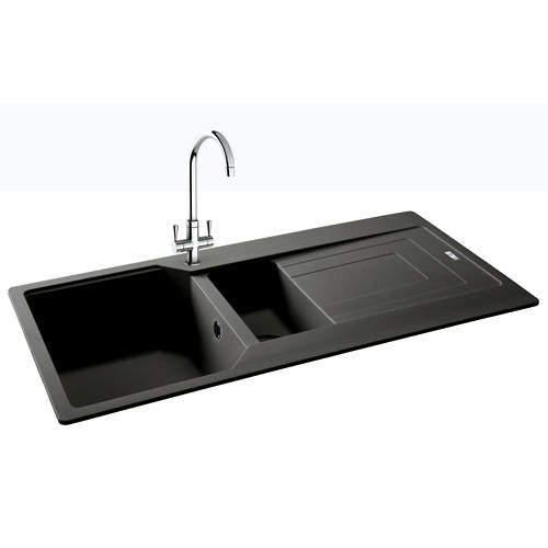 Carron Phoenix Aruba Double Bowl Granite Sink 1000x500mm (Graphite).