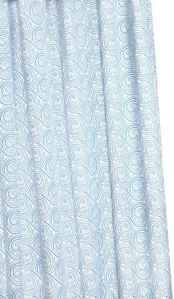 Croydex Textile Hygiene Shower Curtain & Rings (Blue Swirls, 1800mm).