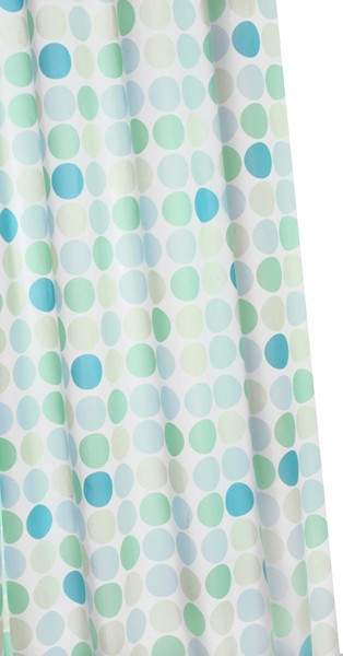 Croydex Textile Shower Curtain & Rings (Green Polka, 1800mm).