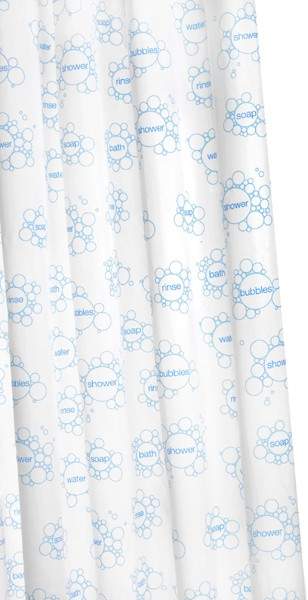 Croydex PVC Hygiene Shower Curtain & Rings (Soap Suds, 1800mm).