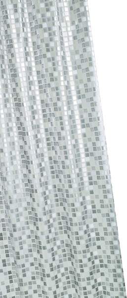 Croydex PVC Shower Curtain & Rings (Silver Mosaic, 1800mm).