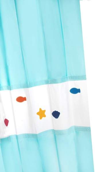 Croydex PEVA Shower Curtain & Rings (Seaside, 1800mm).