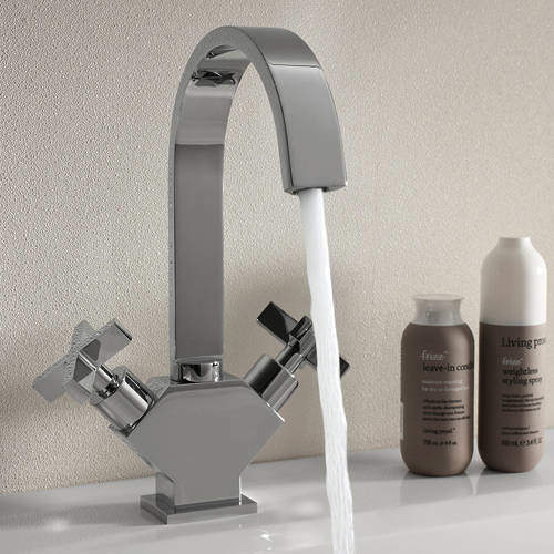 Crosswater Alvero Basin Mixer Tap With Crosshead Handles (Chrome).