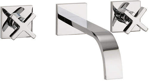 Crosswater Alvero Wall Mounted 3 Hole Basin Mixer Tap (Chrome).