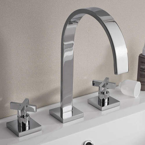 Crosswater Alvero 3 Hole Basin Mixer Tap With Crosshead Handles.