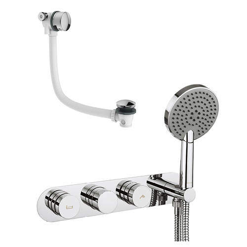 Crosswater Dial Central Thermostatic Shower & Bath Valve, Handset & Filler.