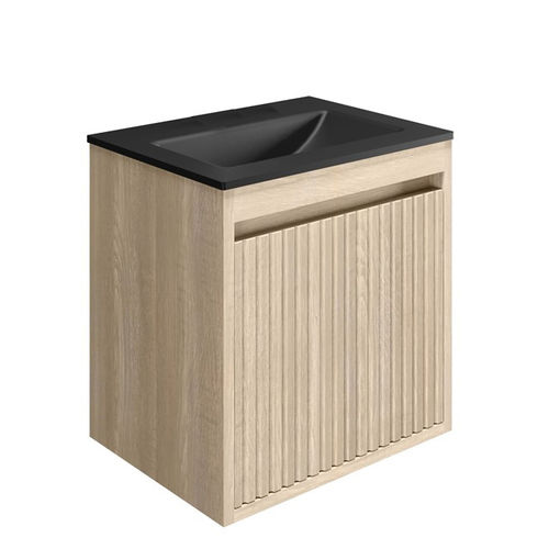 Crosswater Flute Wall Unit With Black Glass Basin (475mm, Navarra Oak, 0TH).