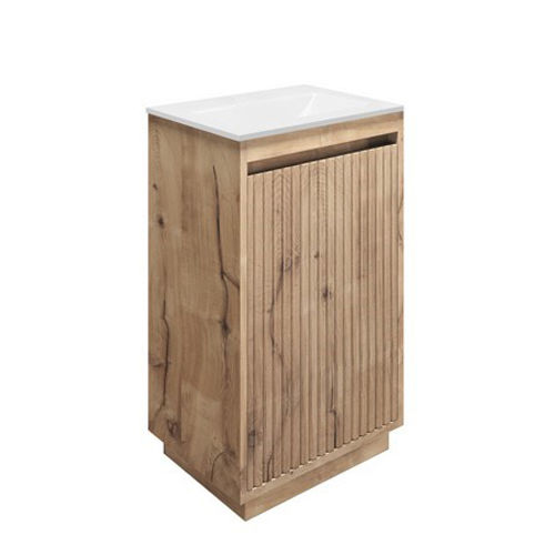 Crosswater Flute Vanity Unit With White Glass Basin (475mm, Windsor Oak, 0TH)