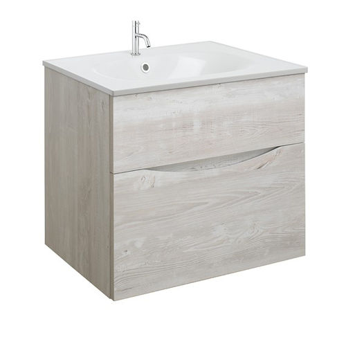 Crosswater Glide II Vanity Unit With White Cast Basin (600mm, Nordic Oak, 1TH).