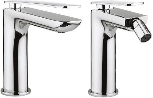 Crosswater KH Zero 2 Basin & Bidet Mixer Taps Pack With Lever Handles.