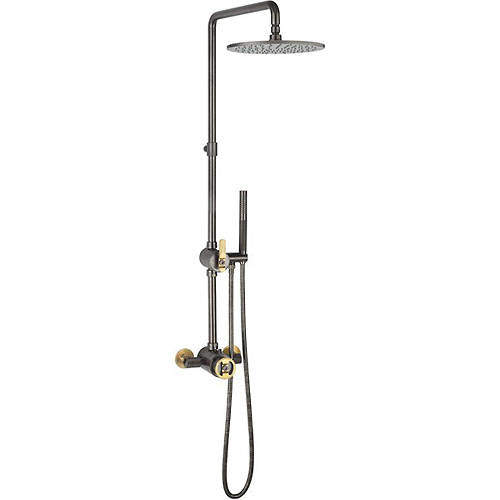 Crosswater UNION Thermostatic Shower Set (Black & Brass).