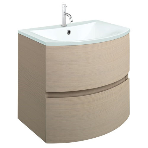 Crosswater Svelte Vanity Unit With White Glass Basin (600mm, Castilla Oak).