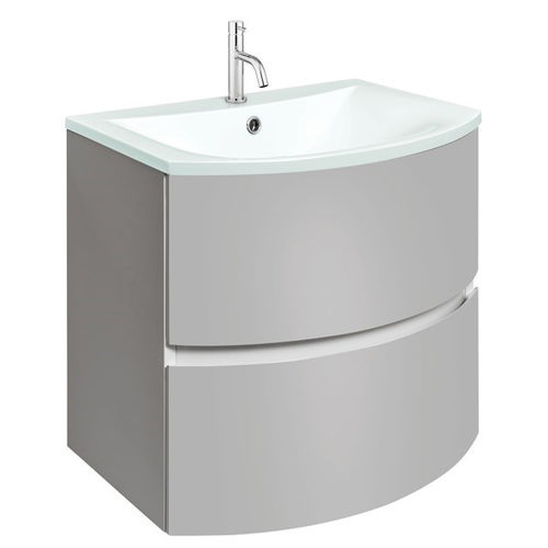 Crosswater Svelte Vanity Unit With White Glass Basin (600mm, Storm Grey Matt).