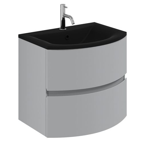 Crosswater Svelte Vanity Unit With Black Glass Basin (600mm, Storm Grey Matt).