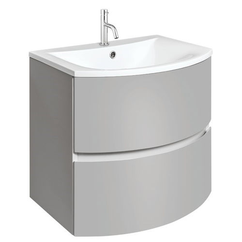Crosswater Svelte Vanity Unit With White Cast Basin (600mm, Storm Grey Matt).