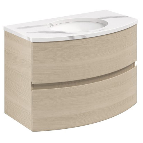 Crosswater Svelte Vanity Unit With Marble Basin (800mm, Castilla Oak).