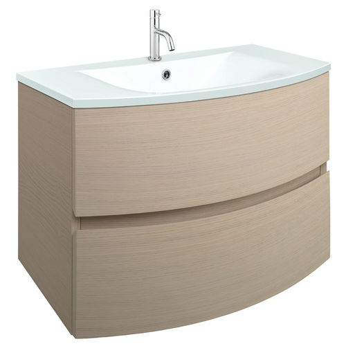 Crosswater Svelte Vanity Unit With White Glass Basin (800mm, Castilla Oak).