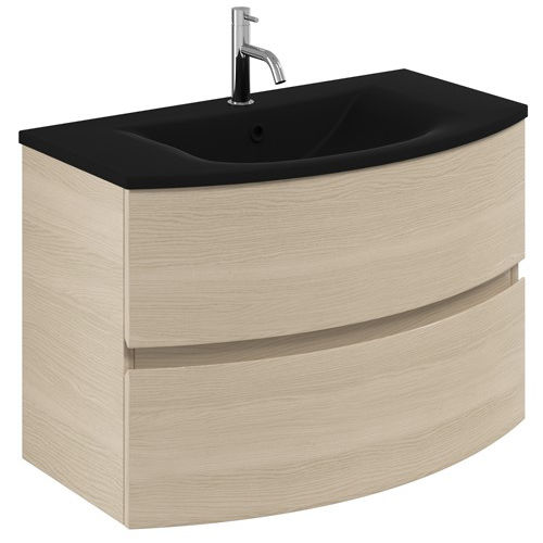 Crosswater Svelte Vanity Unit With Black Glass Basin (800mm, Castilla Oak).