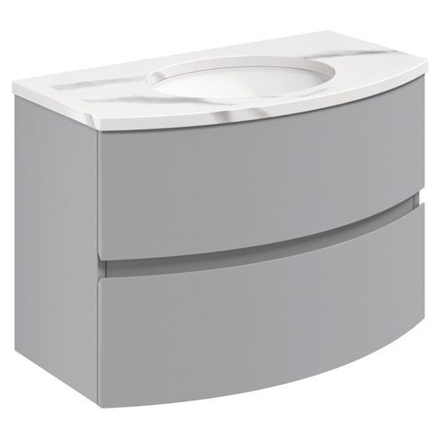 Crosswater Svelte Vanity Unit With Marble Basin (800mm, Storm Grey Matt).