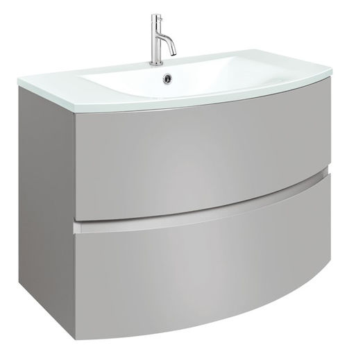 Crosswater Svelte Vanity Unit With White Glass Basin (800mm, Storm Grey Matt).
