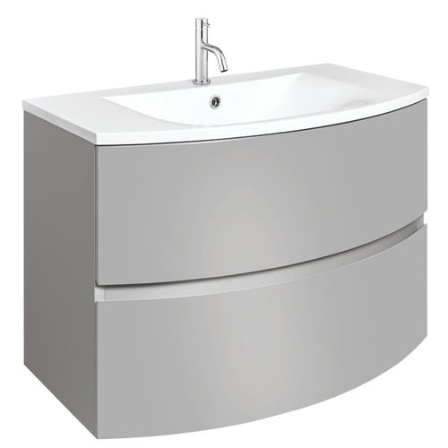 Crosswater Svelte Vanity Unit With White Cast Basin (800mm, Storm Grey Matt).