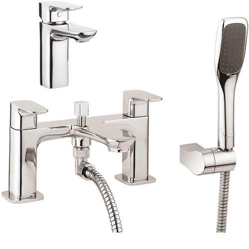 Crosswater Serene Basin & Bath Shower Mixer Tap Pack (Chrome).