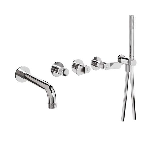 Crosswater Calix Wall-Mounted Bath Shower Mixer Tap (5 Hole, Chrome).