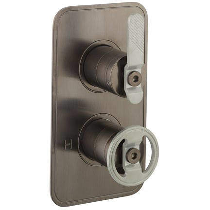 Crosswater UNION Thermostatic Shower Valve (2 Outlets, Black & Nickel).