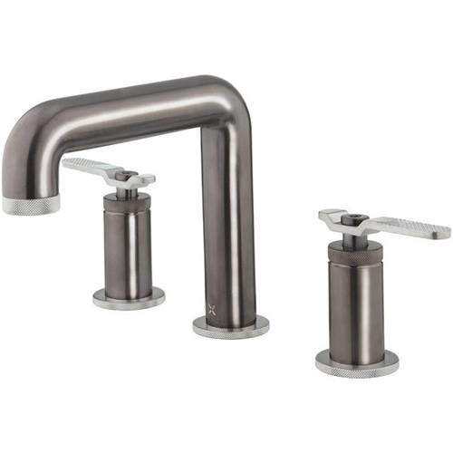 Crosswater UNION 3 Hole Basin Mixer Tap (Black Chrome & Brushed Nickel).