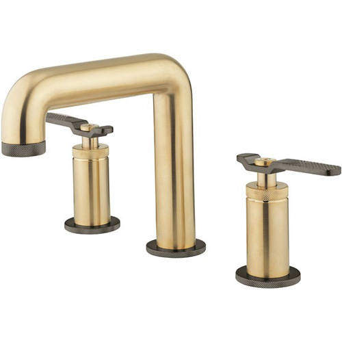 Crosswater UNION 3 Hole Basin Mixer Tap (Brushed Brass & Black Chrome).