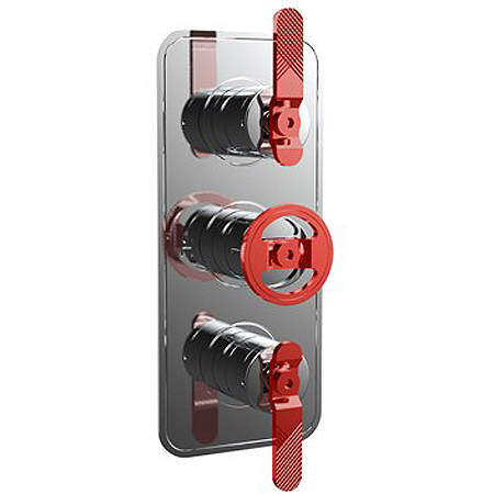 Crosswater UNION Thermostatic Shower Valve (3 Outlets, Chrome & Red).