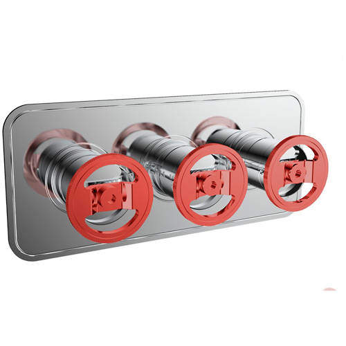 Crosswater UNION Thermostatic Shower Valve (3 Outlets, Chrome & Red).