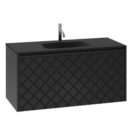 Crosswater Vergo Vanity Unit & Black Glass Basin (1000mm, Matt Black).