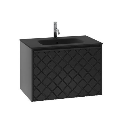 Crosswater Vergo Vanity Unit & Black Glass Basin (700mm, Matt Black).