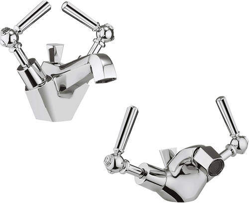 Crosswater Waldorf Basin & Bidet Mixer Tap Pack (Chrome Lever Handles).