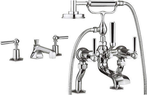 Crosswater Waldorf 3 Hole Basin & Bath Shower Mixer Tap (Chrome Handles).