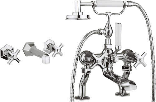 Crosswater Waldorf Wall Mounted Basin & Bath Shower Mixer Tap Pack.