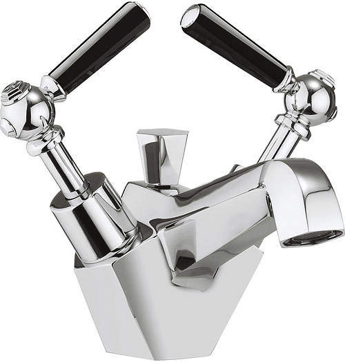 Crosswater Waldorf Basin Mixer Tap With Black Lever Handles.